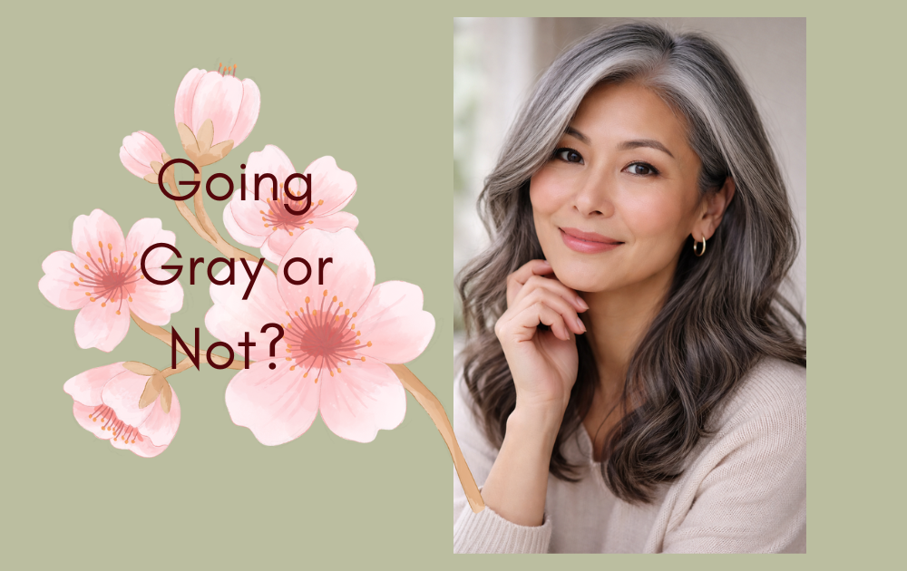 Silver gray hair with healthy shine on mature woman.